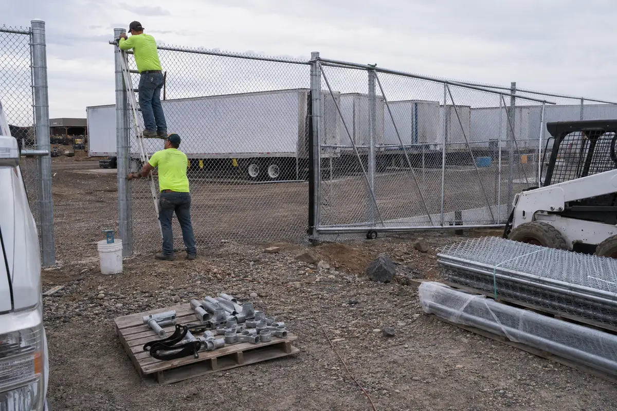 Commercial Fencing underway on a property in Jerome, ID