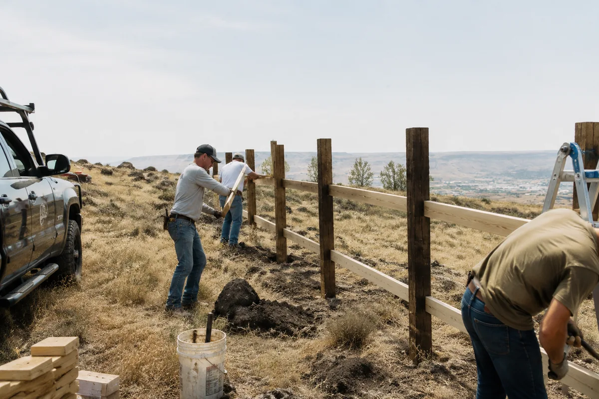 Fence installation on a property in Twin Falls, ID