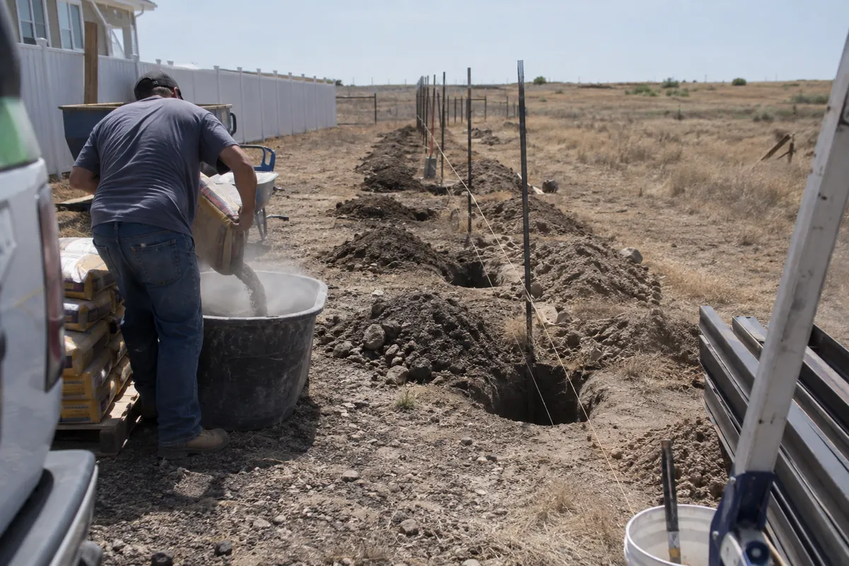 High-Wind Fence Installation underway on a property in Jerome, ID